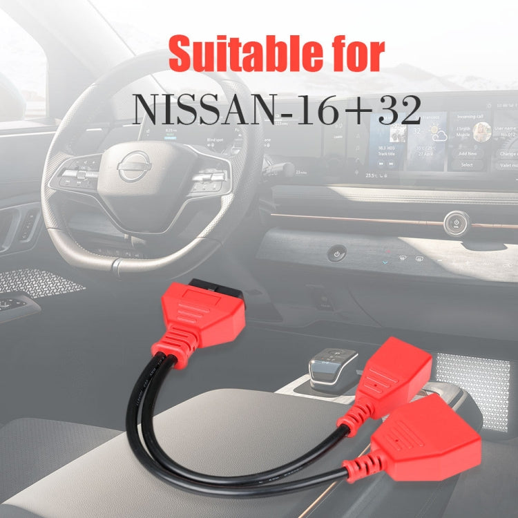 16 + 32 Pin External Thread to OBD2 Extension Cable for Nissan Sylphy, For Nissan Sylphy
