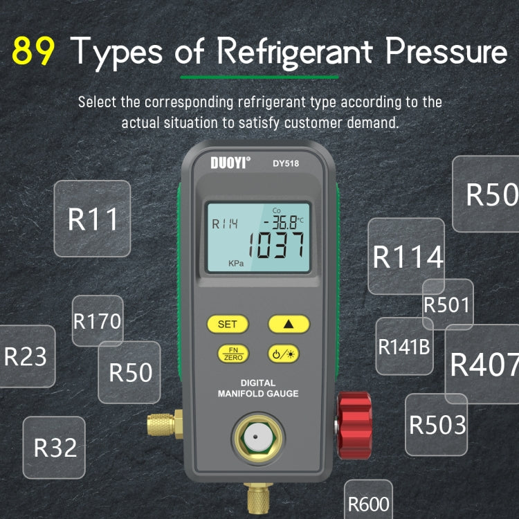 DUOYI DY518 Car Air Conditioning Repair Electronic Refrigerant Meter Air Conditioning Fluoride Meter, DY518