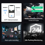 กล้องคู่ WiFi ซ่อนหมุน 360 องศา เครื่องบันทึกการขับรถยนต์ WiFi กล้องคู่