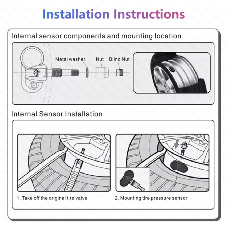 Car High Precision Solar Charging Tire Pressure Monitoring System TPMS, Built-in Beep Sensor, Built-in Beep Sensor