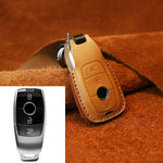 For Mercedes-Benz Colorful Edge Style Car Cowhide Leather Key Protective Cover Key Case, For Mercedes-Benz