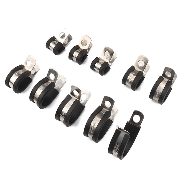 10 PCS Car Rubber Cushion Pipe Clamps Stainless Steel Clamps, Size: 11/8 inch (35mm), Size: 11/8 inch (35mm)