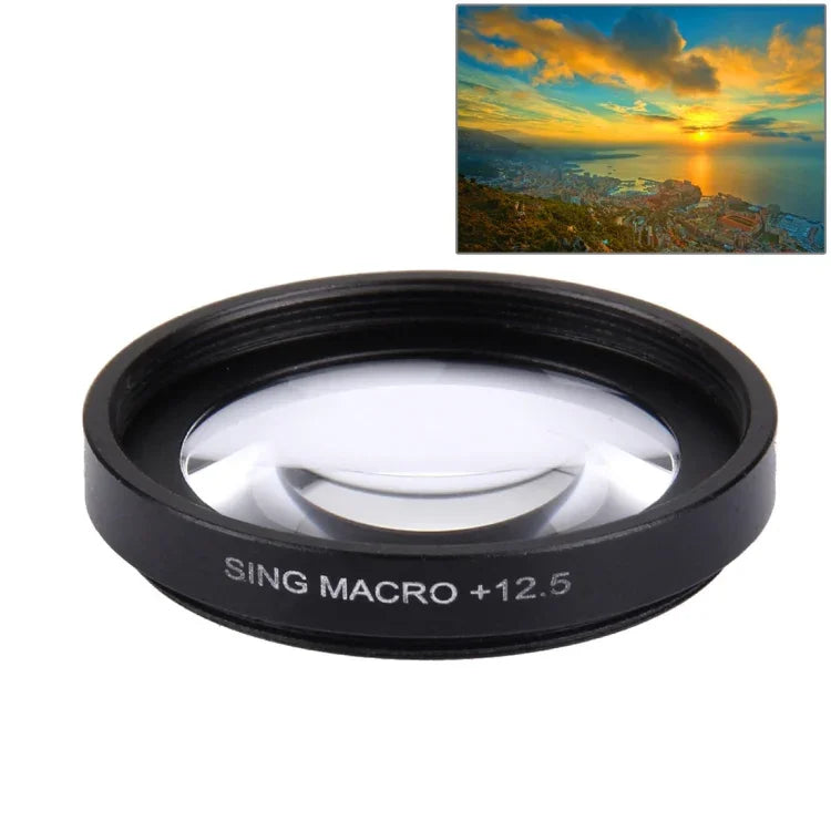 JUNESTAR ฟิลเตอร์เลนส์มาโคร 37 มม. 12.5X + ฝาครอบเลนส์สำหรับ GoPro & Xiaomi Xiaoyi Yi Sport Action Camera, เลนส์มาโคร 12.5X