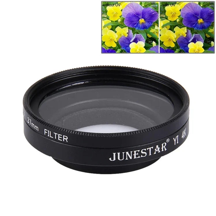 JUNESTAR สำหรับ Xiaomi Xiaoyi Yi II 4K Sport Action Camera ฟิลเตอร์ UV 37 มม. + ฝาครอบเลนส์, ฟิลเตอร์ UV + ฝาครอบเลนส์