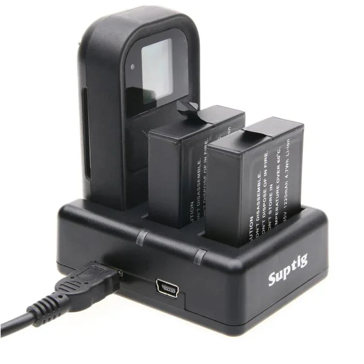ที่ชาร์จแบตเตอรี่คู่ + ที่ชาร์จรีโมทคอนโทรลพร้อมสาย USB สำหรับ GoPro HERO7 Black /6 /5 (AHDBT-501), ไม่รวมแบตเตอรี่, ที่ชาร์จแบตเตอรี่+รีโมทคอนโทรล