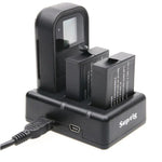ที่ชาร์จแบตเตอรี่คู่ + ที่ชาร์จรีโมทคอนโทรลพร้อมสาย USB สำหรับ GoPro HERO7 Black /6 /5 (AHDBT-501), ไม่รวมแบตเตอรี่, ที่ชาร์จแบตเตอรี่+รีโมทคอนโทรล