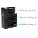 ที่ชาร์จแบตเตอรี่คู่ + ที่ชาร์จรีโมทคอนโทรลพร้อมสาย USB สำหรับ GoPro HERO7 Black /6 /5 (AHDBT-501), ไม่รวมแบตเตอรี่, ที่ชาร์จแบตเตอรี่+รีโมทคอนโทรล