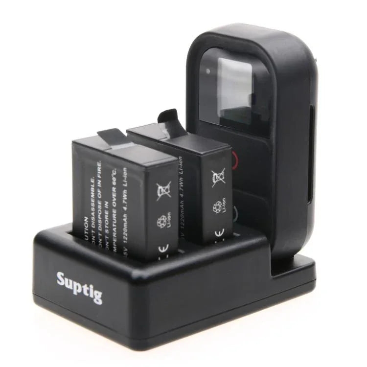 ที่ชาร์จแบตเตอรี่คู่ + ที่ชาร์จรีโมทคอนโทรลพร้อมสาย USB สำหรับ GoPro HERO7 Black /6 /5 (AHDBT-501), ไม่รวมแบตเตอรี่, ที่ชาร์จแบตเตอรี่+รีโมทคอนโทรล