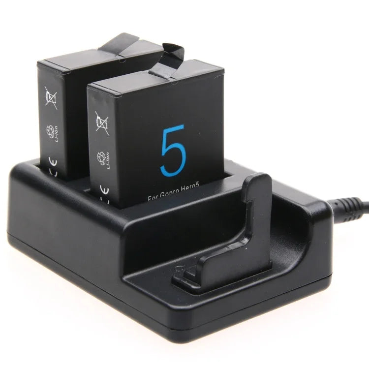 ที่ชาร์จแบตเตอรี่คู่ + ที่ชาร์จรีโมทคอนโทรลพร้อมสาย USB สำหรับ GoPro HERO7 Black /6 /5 (AHDBT-501), ไม่รวมแบตเตอรี่, ที่ชาร์จแบตเตอรี่+รีโมทคอนโทรล