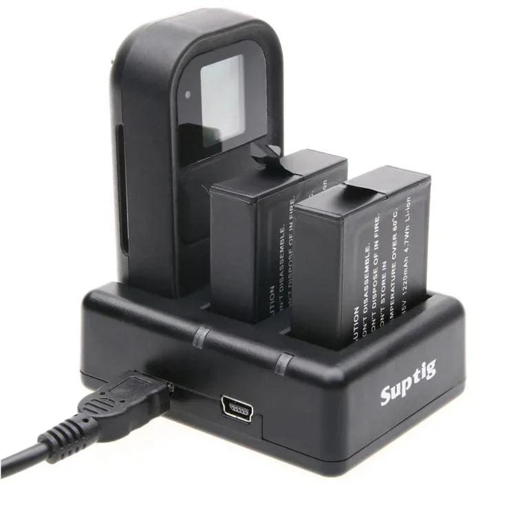 ที่ชาร์จแบตเตอรี่คู่ + ที่ชาร์จรีโมทคอนโทรลพร้อมสาย USB สำหรับ GoPro HERO7 Black /6 /5 (AHDBT-501), ไม่รวมแบตเตอรี่, ที่ชาร์จแบตเตอรี่+รีโมทคอนโทรล