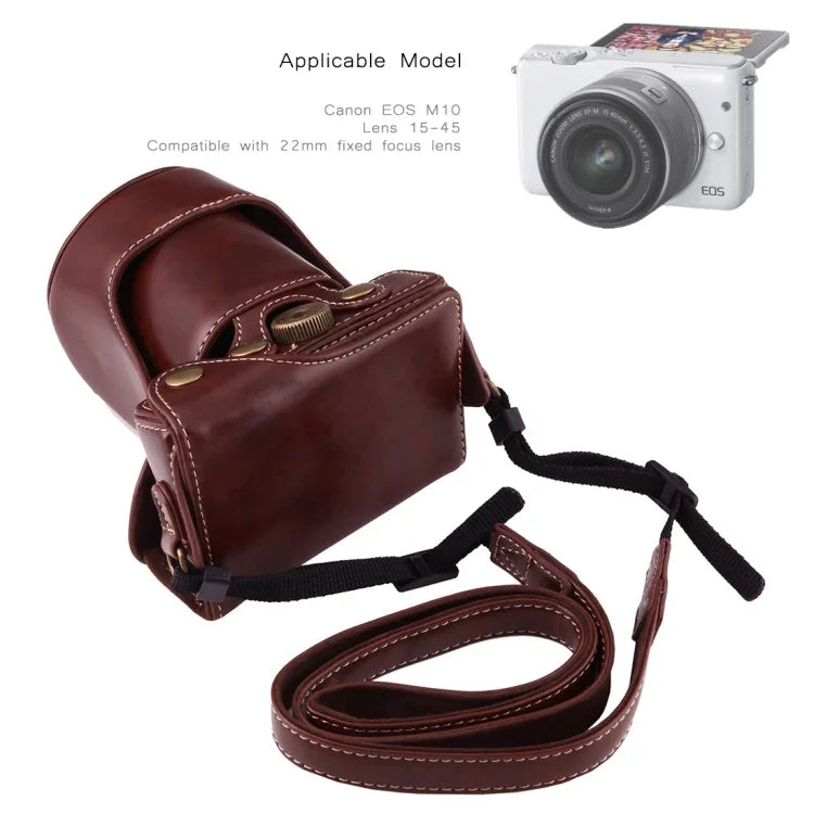 กระเป๋าใส่กล้องหนัง PU แบบเต็มตัวพร้อมสายสะพาย สำหรับ Canon EOS M10, สำหรับ EOS M10