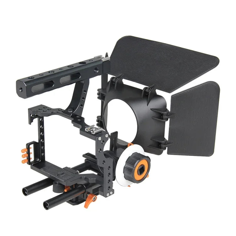 ชุดกรงกล้อง YELANGU YLG1105A รวมกรงกล้องวิดีโอ สเตบิไลเซอร์ / โฟกัสตาม / แมตต์บ็อกซ์ สำหรับ Sony GH4 / A7S / A7 / A7R / A72 / A7RII / A7SII / A6000 / A6500 / A6300 / A7R3 / A7S3 / A7R4