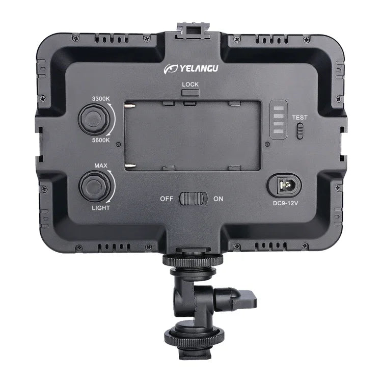 YELANGU YLG0504B ไฟสตูดิโอวิดีโอและถ่ายภาพ 204 LEDs 1000LM 3300-5600K ไม่มีขั้ว ปรับความสว่างได้ สำหรับกล้อง Canon, Nikon, DSLR, 204 LEDs