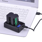เครื่องชาร์จแบตเตอรี่ดิจิทัลจอ LCD สองช่องพร้อมพอร์ต USB สำหรับแบตเตอรี่ Sony NP-FZ100, ใช้ได้กับ Sony A9 (ILCE-9), แบตเตอรี่ NP-FZ100 คู่