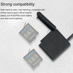 RUIGPRO กล่องชาร์จแบตเตอรี่สามก้อน USB พร้อมสาย USB และไฟแสดงสถานะสำหรับ GoPro HERO6 /5