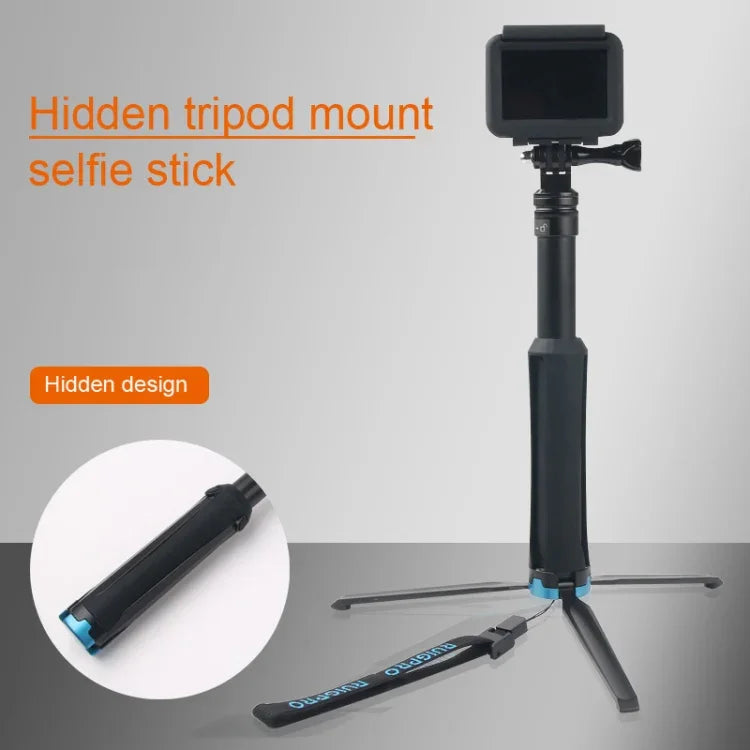 ขาตั้งกล้องพกพาพับได้สำหรับเซลฟี่แบบไม้เซลฟี่สำหรับ GoPro, Insta360, DJI และกล้องแอคชั่นอื่นๆ, ความยาว: 23.5-81 ซม., RUIGPRO