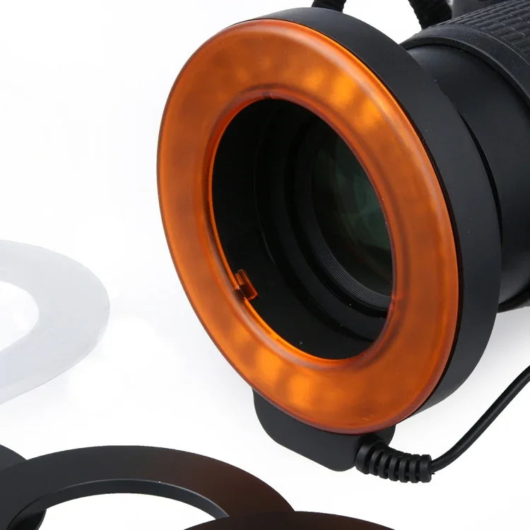 ไฟแฟลช LED แบบวงกลมพร้อมไฟ LED 48 ดวงและวงแหวนอะแดปเตอร์ 6 ขนาด(49mm/52mm/55mm/58mm/62mm/67mm) สำหรับเลนส์มาโคร