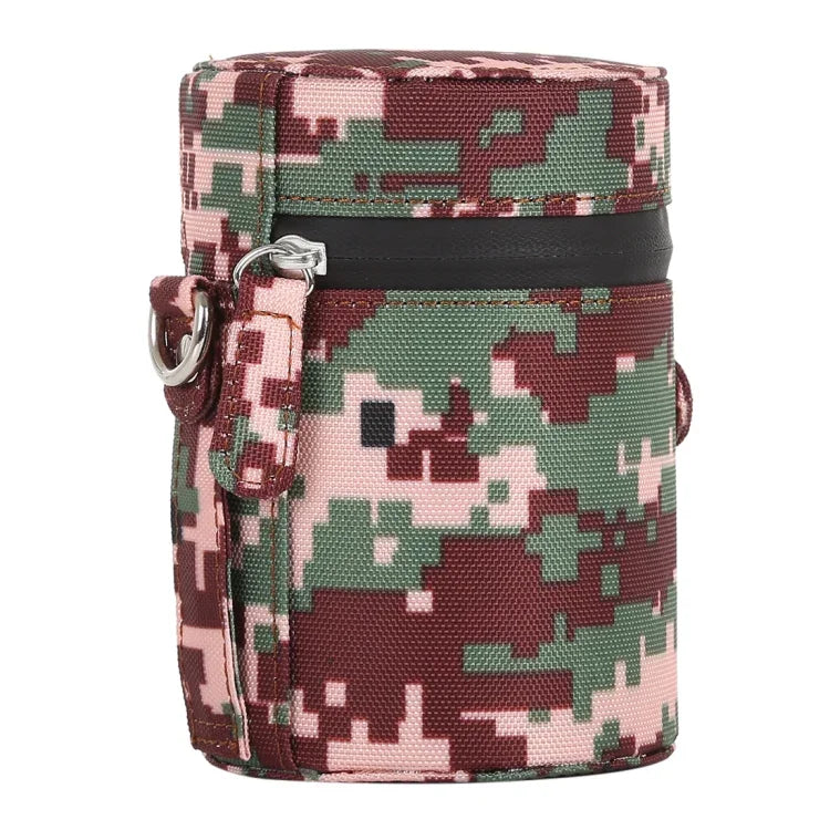 กระเป๋าผ้าซิปใส่เลนส์ขนาดเล็กลายพราง สำหรับเลนส์กล้อง DSLR, ขนาด: 11x8x8 ซม.