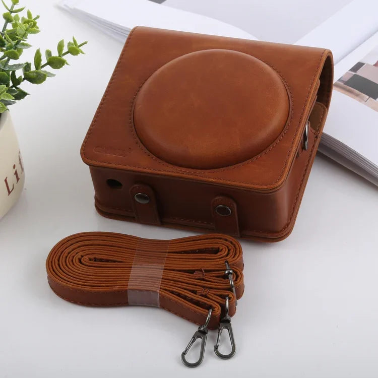 กระเป๋าใส่กล้องหนัง PU แบบเต็มตัวสไตล์วินเทจพร้อมสายสะพาย สำหรับ FUJIFILM instax SQUARE SQ6, สำหรับ FUJI SQ6