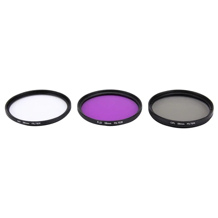 JUNESTAR ฟิลเตอร์เลนส์มืออาชีพ 3 in 1 ขนาด 58 มม. (CPL + UV + FLD / ม่วง) สำหรับ GoPro & Xiaomi Xiaoyi Yi กล้องแอคชั่น, 3 in 1