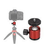 หัวบอลโลหะหมุน 360 องศาขนาดเล็กสำหรับกล้อง DSLR และดิจิทัล สีแดง ดำ น้ำเงิน