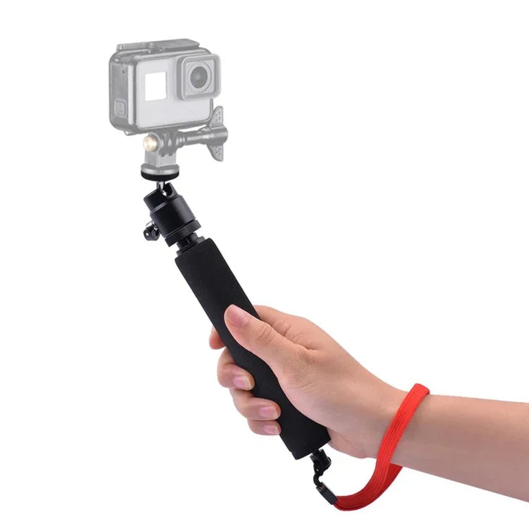 ไม้เซลฟี่หมุนได้ 360 องศา พร้อมเชือกสีแดง สำหรับ GoPro, โทรศัพท์มือถือ, กล้องคอมแพคที่มีรูเกลียว 1/4, ความยาว: 210มม.-525มม., ความยาว: 21-52ซม.