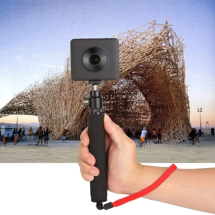 ไม้เซลฟี่หมุนได้ 360 องศา พร้อมเชือกสีแดง สำหรับ GoPro, โทรศัพท์มือถือ, กล้องคอมแพคที่มีรูเกลียว 1/4, ความยาว: 210มม.-525มม., ความยาว: 21-52ซม.