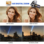 กล้องบันทึกวิดีโอดิจิทัล 16.0 MP ความละเอียด HD 1280x720P ซูมดิจิทัล 16 เท่า พร้อมหน้าจอ LCD ขนาด 2.0 นิ้ว