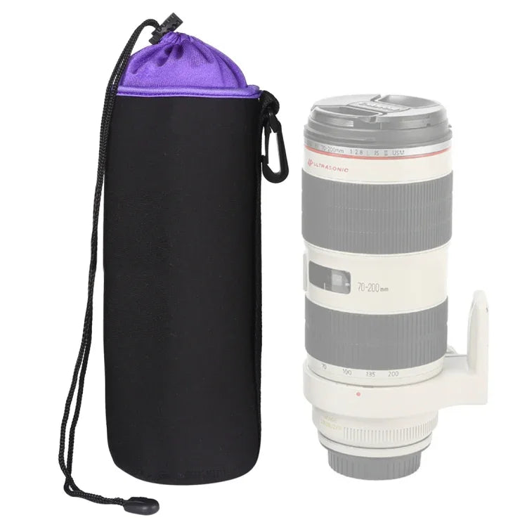 กระเป๋าใส่เลนส์กล้อง SLR แบบไมโคร เลนส์เดี่ยว กระเป๋าใส่เลนส์ด้านใน กันน้ำ พร้อมซับในกำมะหยี่หนา เส้นผ่านศูนย์กลาง: 10 ซม., สูง: 25 ซม., เส้นผ่านศูนย์กลาง: 10 ซม., สูง: 25 ซม.