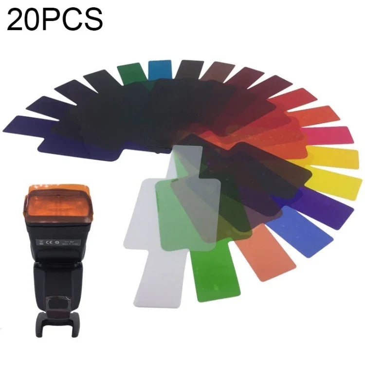 ชุดฟิลเตอร์ 20 สี SiGi SG200 20 ชิ้น สำหรับแฟลชกล้องด้านบน อุปกรณ์เสริมฟิลเตอร์อุณหภูมิ, 20 สี
