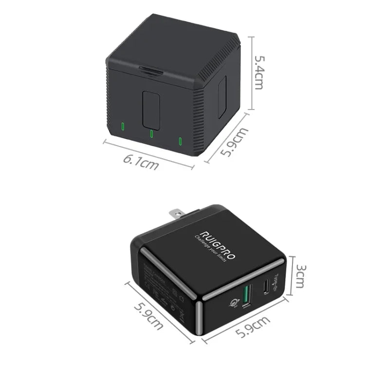 กล่องชาร์จแบตเตอรี่ USB แบบสามก้อนพร้อมไฟ LED สำหรับ DJI OSMO Action 1, กล่องชาร์จ