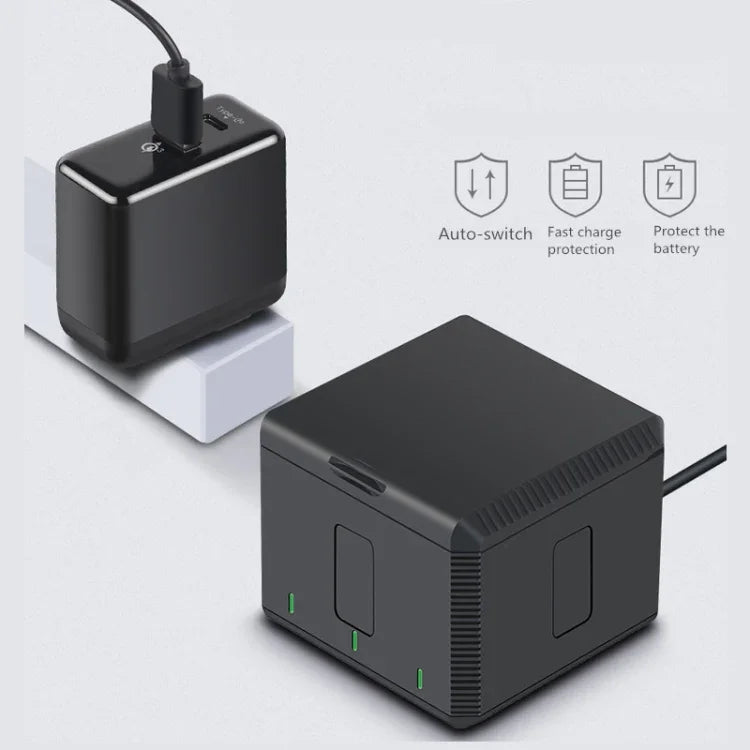 กล่องชาร์จแบตเตอรี่ USB แบบสามก้อนพร้อมไฟ LED สำหรับ DJI OSMO Action 1, กล่องชาร์จ
