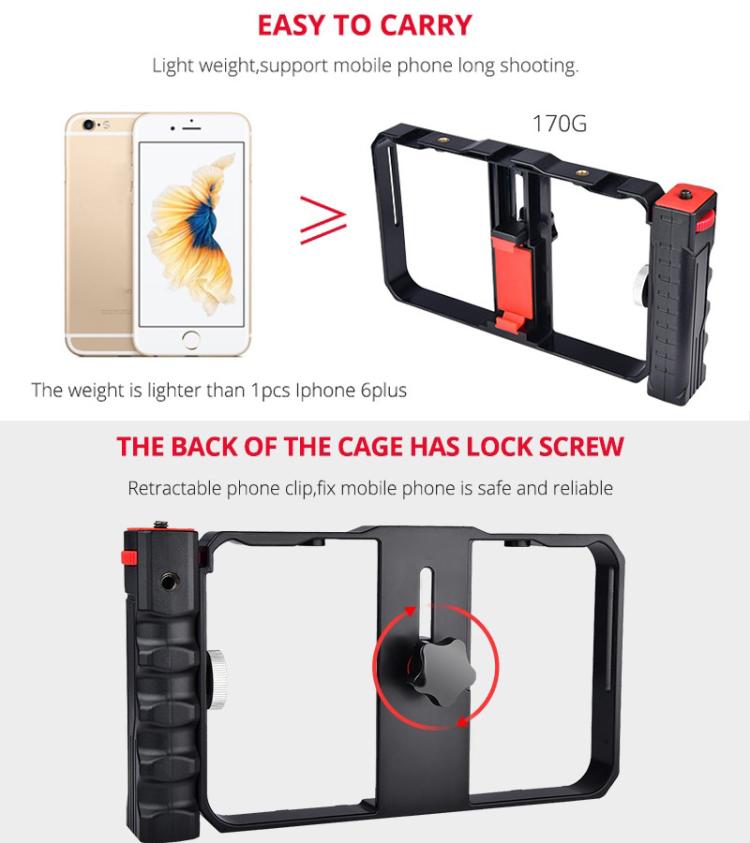 โครงพลาสติกสำหรับถ่ายวิดีโอถ่ายทอดสด Vlogging YLG0901B สำหรับสมาร์ทโฟน iPhone, Galaxy, Huawei, Xiaomi, HTC, LG, Google และสมาร์ทโฟนอื่นๆ, YLG0901B