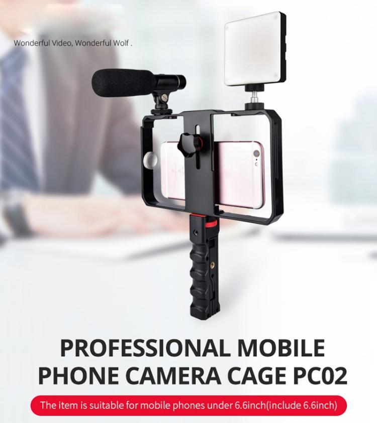 โครงพลาสติกสำหรับถ่ายวิดีโอถ่ายทอดสด Vlogging YLG0901B สำหรับสมาร์ทโฟน iPhone, Galaxy, Huawei, Xiaomi, HTC, LG, Google และสมาร์ทโฟนอื่นๆ, YLG0901B