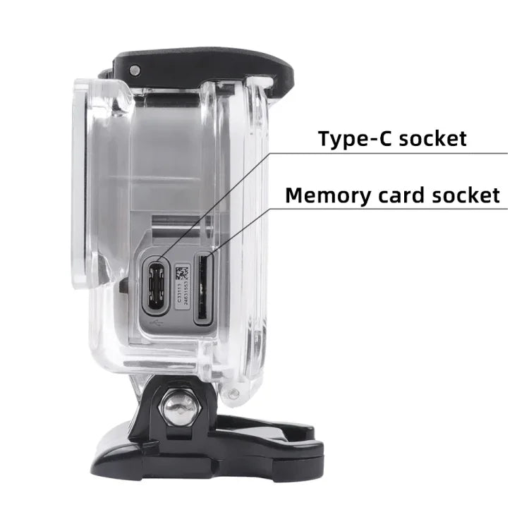 เคสโครงกระดูกแบบกลวงด้านข้างพร้อมตะขอและฐานยึดสกรูสำหรับ GoPro HERO7 White /Silver, ด้านข้างแบบกลวง