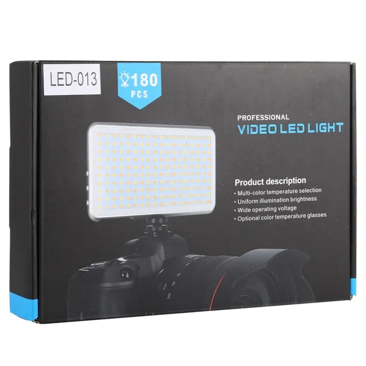 ไฟสตูดิโอถ่ายภาพและวิดีโอสำหรับบล็อกเกอร์มืออาชีพ LED-013 ขนาดพกพา 112 ดวง พร้อมจอ OLED และอะแดปเตอร์ติดตั้ง Cold Shoe สำหรับกล้อง DSLR Canon / Nikon, 112 LED