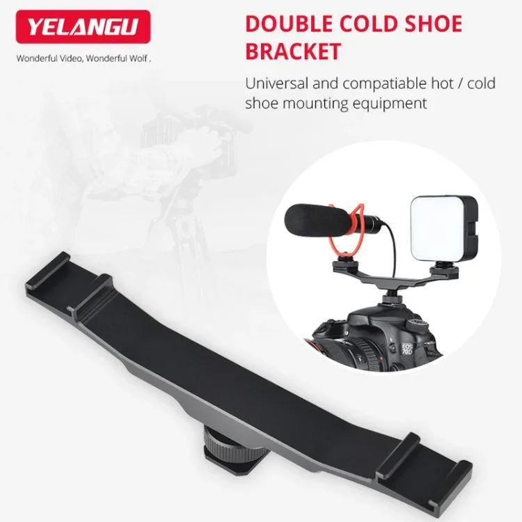 อะแดปเตอร์ขาตั้ง Cold Hot Shoe คู่ YELANGU YLG0702A ขาจับขยายอะลูมิเนียมอัลลอย, ขาตั้ง Cold Hot คู่