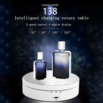 แท่นหมุนแสดงผลชาร์จ USB อัจฉริยะ 360 องศา ขนาด 13.8 ซม. อุปกรณ์ประกอบฉากถ่ายวิดีโอ รับน้ำหนัก 3 กก.