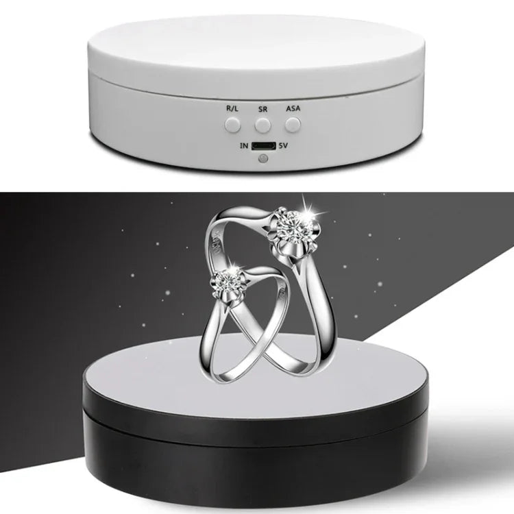 แท่นหมุนแสดงผลชาร์จ USB อัจฉริยะ 360 องศา ขนาด 13.8 ซม. อุปกรณ์ประกอบฉากถ่ายวิดีโอ รับน้ำหนัก 3 กก.