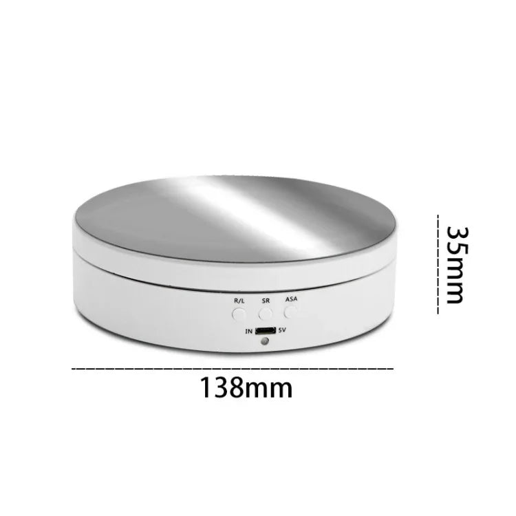 แท่นหมุนแสดงผลชาร์จ USB อัจฉริยะ 360 องศา สไตล์กระจก ขนาด 13.8 ซม. อุปกรณ์ประกอบฉากถ่ายวิดีโอ รับน้ำหนัก 3 กก., กระจก 13.8 ซม./ใช้พลังงานจาก USB(W)
