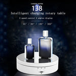 แท่นหมุนแสดงผลชาร์จ USB อัจฉริยะ 360 องศา สไตล์กระจก ขนาด 13.8 ซม. อุปกรณ์ประกอบฉากถ่ายวิดีโอ รับน้ำหนัก 3 กก., กระจก 13.8 ซม./ใช้พลังงานจาก USB(W)