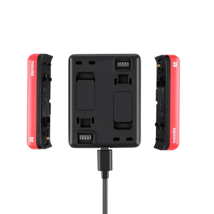 R-R-LF8-CINOR8CA ฐานชาร์จแบตเตอรี่สำหรับกล้อง Insta360 ONE R 4K Panoramic ชาร์จเร็ว พร้อมพอร์ตชาร์จคู่, ฐานชาร์จแบตเตอรี่