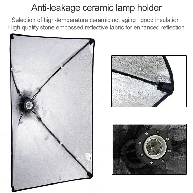 ชุดไฟถ่ายภาพ Softbox ขนาด 50x70 ซม. พร้อมขาตั้งไฟถ่ายภาพ 2 ม. และขาตั้งแถบขวางแขน Jib สตูดิโอแฟลช