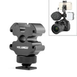 อะแดปเตอร์ขาตั้งรองรองเท้าเย็น 3 หัว YELANGU YLG0601A A68 สำหรับไมโครโฟน ไฟแฟลช ขาตั้งโลหะ, YELANGU A68 3-Head Cold Shoe