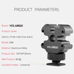 อะแดปเตอร์ขาตั้งรองรองเท้าเย็น 3 หัว YELANGU YLG0601A A68 สำหรับไมโครโฟน ไฟแฟลช ขาตั้งโลหะ, YELANGU A68 3-Head Cold Shoe