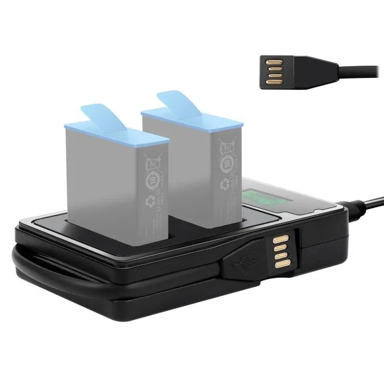 ที่ชาร์จแบตเตอรี่คู่พร้อมจอแสดงผลความจุการชาร์จสำหรับ GoPro HERO9 Black / HERO10 Black, แสดงความจุการชาร์จ