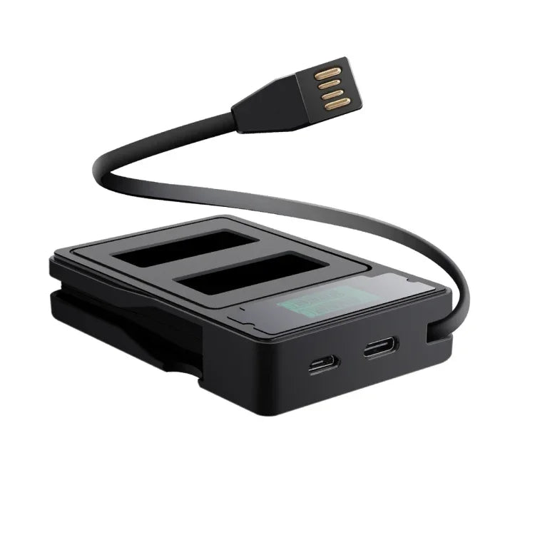 ที่ชาร์จแบตเตอรี่คู่พร้อมจอแสดงผลความจุการชาร์จสำหรับ GoPro HERO9 Black / HERO10 Black, แสดงความจุการชาร์จ