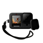 เคสซิลิโคนกันกระแทกพร้อมสายคล้องข้อมือและฝาครอบเลนส์สำหรับ GoPro HERO10 Black / HERO9 Black, สำหรับ GoPro HERO10 Black