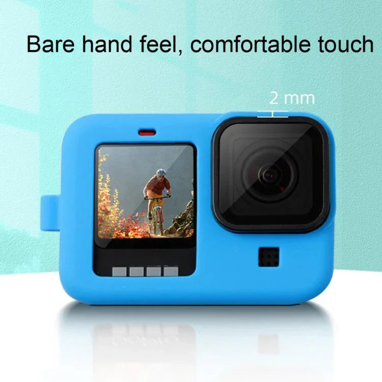 เคสซิลิโคนกันกระแทกพร้อมสายคล้องข้อมือและฝาครอบเลนส์สำหรับ GoPro HERO10 Black / HERO9 Black, สำหรับ GoPro HERO10 Black
