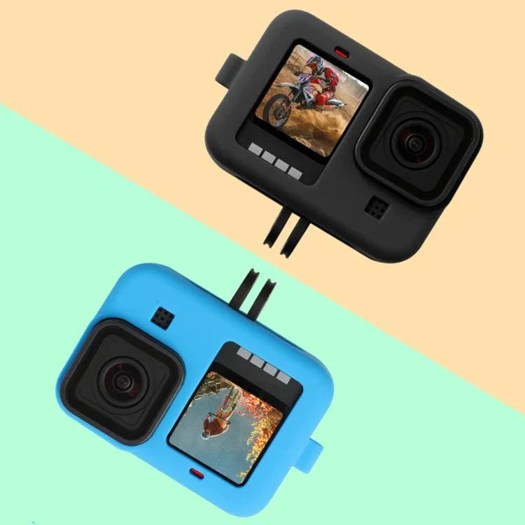 เคสซิลิโคนกันกระแทกพร้อมสายคล้องข้อมือและฝาครอบเลนส์สำหรับ GoPro HERO10 Black / HERO9 Black, สำหรับ GoPro HERO10 Black